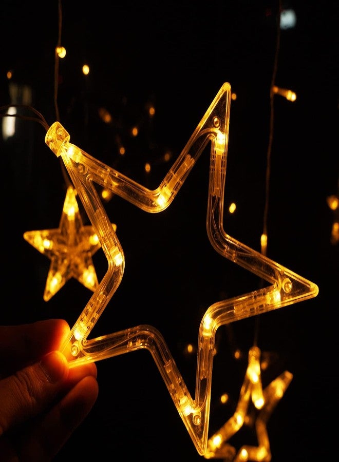 Lexton Star Curtain Light | 6 Big Star 6 Small Star Light | with 8 Flashing Modes | 12 Stars | Warm White | for Indoor & Outdoor Decorations - Image 5