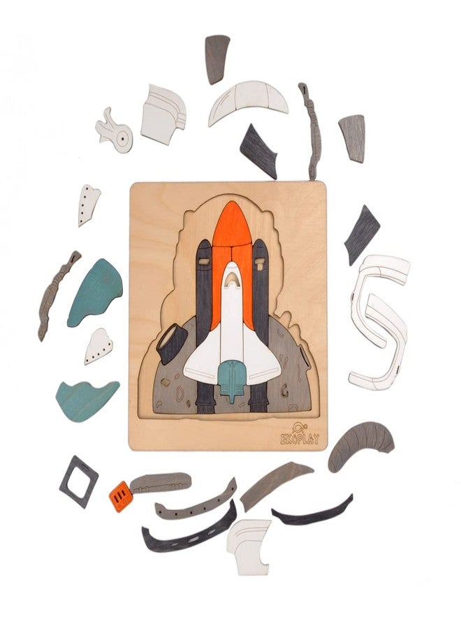 EKOPLAY Astronaut and A Rocket | Man ON The Moon Puzzle for Kids | Multilayered 39 Piece Wooden Jigsaw Puzzle | Learning Educational Toys Gifts for Boys Girls 3 Years and Above. - Image 5