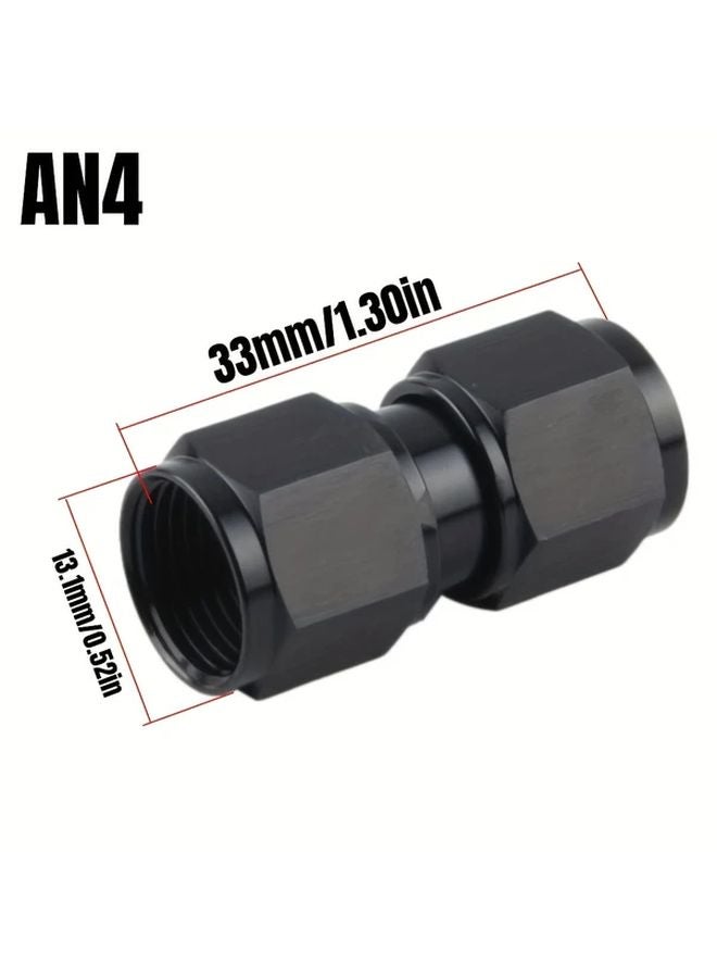 2pcs AN6 Female to Female Straight Swivel Coupler Union Fitting Adapter Aluminum Black - Image 3