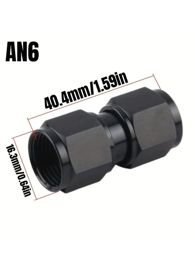 2pcs AN6 Female to Female Straight Swivel Coupler Union Fitting Adapter Aluminum Black - Image 4