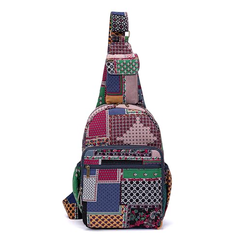 Coton Pose Women sling bag Elephant canvas large boho backpacks bohemian Crossbody Bag (blue) - Image 1