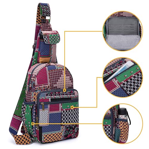 Coton Pose Women sling bag Elephant canvas large boho backpacks bohemian Crossbody Bag (blue) - Image 3