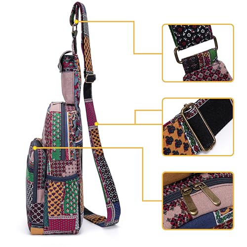 Coton Pose Women sling bag Elephant canvas large boho backpacks bohemian Crossbody Bag (blue) - Image 4