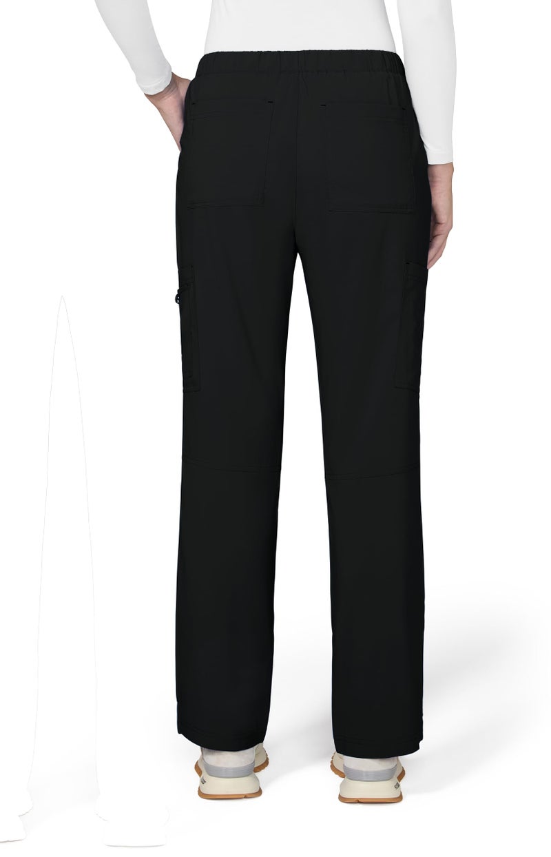 KOI Basics Women's Holly Cargo Scrub Pants, 8 Pockets, Drawstring Waist Black Medium Petite - Image 2