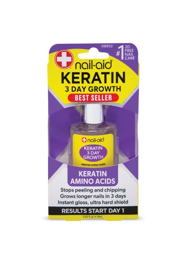 Nail-Aid Keratin 3 Day Growth Nail Treatment & Strengthener, Clear, 0.55 Fl Oz - Image 4