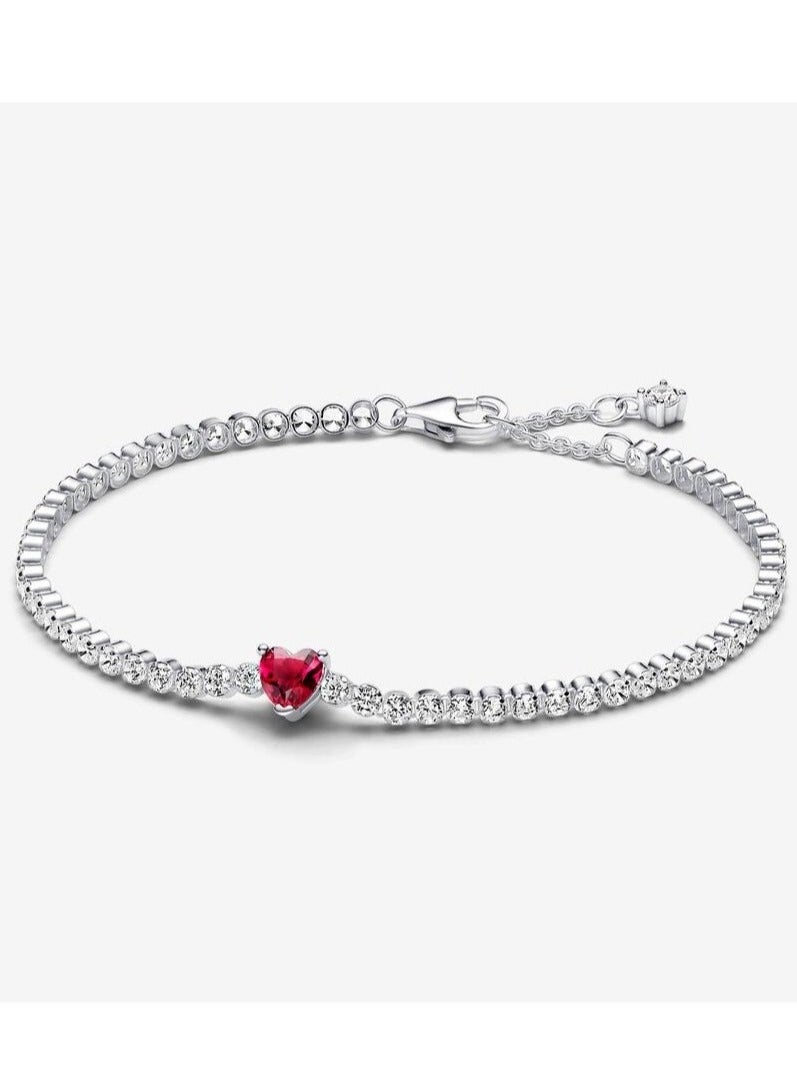 EVEREEN Red Sparkling Heart Tennis Bracelet for Women 590041C02 - Image 1