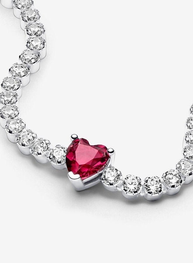 EVEREEN Red Sparkling Heart Tennis Bracelet for Women 590041C02 - Image 4