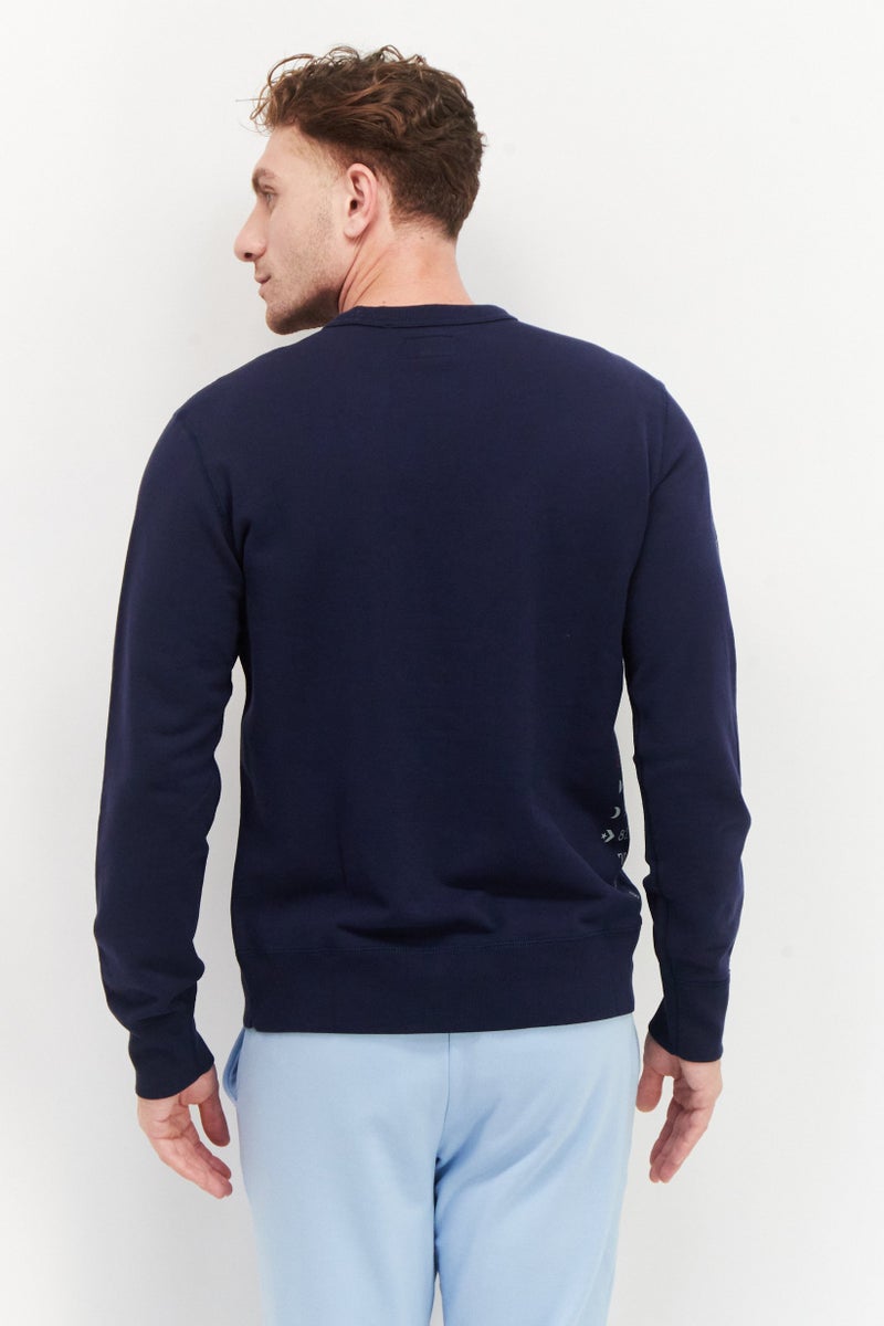 CONVERSE Men Sportswear Fit Long Sleeves Outdoor Sweatshirt, Navy Blue  - Image 2