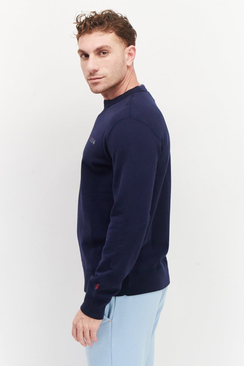 CONVERSE Men Sportswear Fit Long Sleeves Outdoor Sweatshirt, Navy Blue  - Image 3