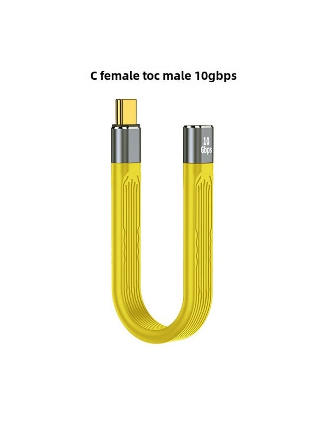 Spot QC4 Line PD Fast Charging Line Type-C Mobile Phone Data Line Laptop Hard Disk USB Soft Board Short Line-Color:C Female-C Male 10GB Yellow Flexible Board Line - Image 1
