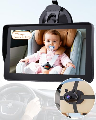 Wkzay 7-Inch Car Camera for Baby: AHD 1080P Display with Real-Time Monitoring - Clear Night Vision Easy Setup Carseat Camera for 0-3 Years Infants - Image 1