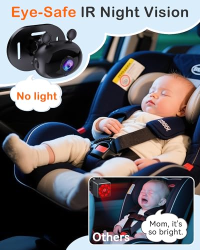 Wkzay 7-Inch Car Camera for Baby: AHD 1080P Display with Real-Time Monitoring - Clear Night Vision Easy Setup Carseat Camera for 0-3 Years Infants - Image 5