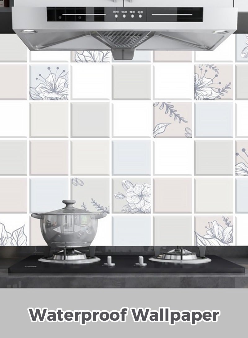 عنيد لفة واحدة من ورق جدران مقاوم للزيت والماء، ملصق حائط مقاوم للزيت والماء للمطبخ، ورق جدران مقاوم لدرجات الحرارة العالية، ملصق حائط للمطبخ والحمام (60 × 500 سم) - Image 1