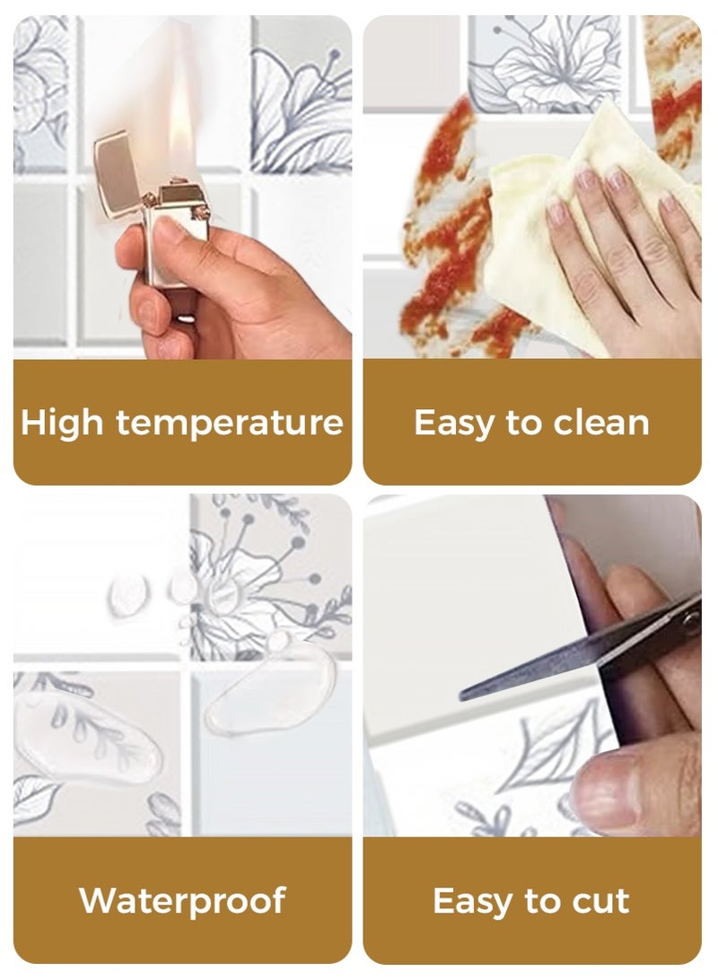 عنيد لفة واحدة من ورق جدران مقاوم للزيت والماء، ملصق حائط مقاوم للزيت والماء للمطبخ، ورق جدران مقاوم لدرجات الحرارة العالية، ملصق حائط للمطبخ والحمام (60 × 500 سم) - Image 3