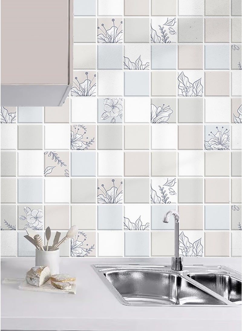 عنيد لفة واحدة من ورق جدران مقاوم للزيت والماء، ملصق حائط مقاوم للزيت والماء للمطبخ، ورق جدران مقاوم لدرجات الحرارة العالية، ملصق حائط للمطبخ والحمام (60 × 500 سم) - Image 5