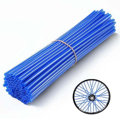 HHLUPUP Universal Bicycle Bike Spoke Covers 72Pcs Motorcycle Wheelchair Wheel Spoke Wraps Dirt Bike Spoke Skin Pipe Trim for 821 Spoke Rims Spoke Covers Decoration Protector YZ50 YZ125 YZ250Blue - Image 1