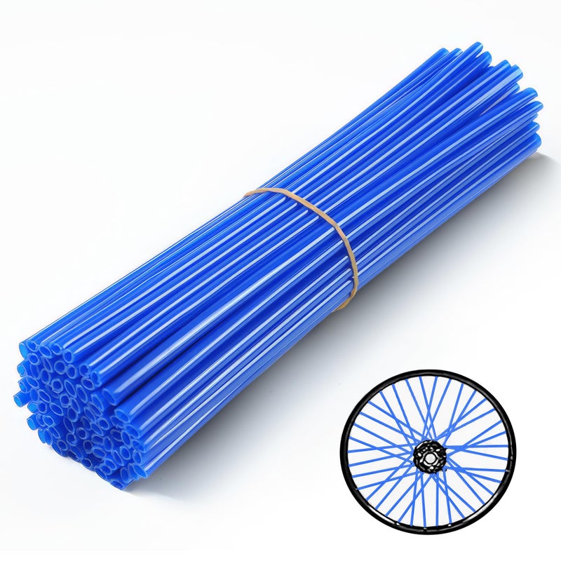 HHLUPUP Universal Bicycle Bike Spoke Covers 72Pcs Motorcycle Wheelchair Wheel Spoke Wraps Dirt Bike Spoke Skin Pipe Trim for 821 Spoke Rims Spoke Covers Decoration Protector YZ50 YZ125 YZ250Blue - Image 3