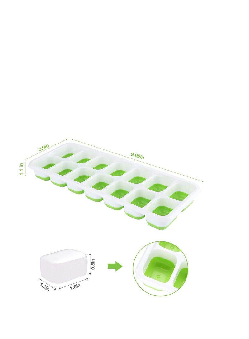 SYOSI Ice Cube Trays 3 Pack Easy-Release and Flexible 14-Ice Trays with Spill-Resistant Removable Lid BPA free Flexable Durable Stackable and Dishwasher Safe - Image 2