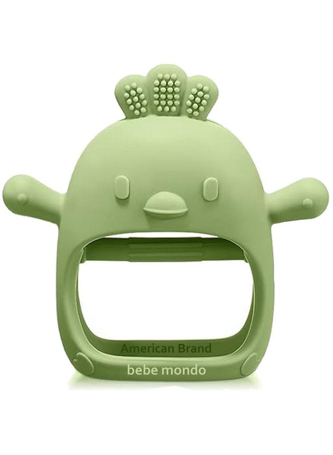 Bebe Mondo Bebe Never Drop Teething Toys for Babies 0-6months, Infants New Born Chew Toys for Teething Relief, Silicone Baby Teether Hand Pacifier,0-3 Months Baby Essentials for Sucking Needs,Shower Gifts(Olive) - Image 1