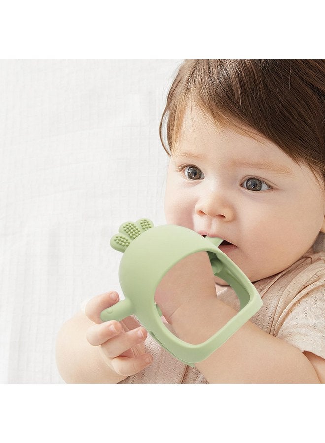 Bebe Mondo Bebe Never Drop Teething Toys for Babies 0-6months, Infants New Born Chew Toys for Teething Relief, Silicone Baby Teether Hand Pacifier,0-3 Months Baby Essentials for Sucking Needs,Shower Gifts(Olive) - Image 2