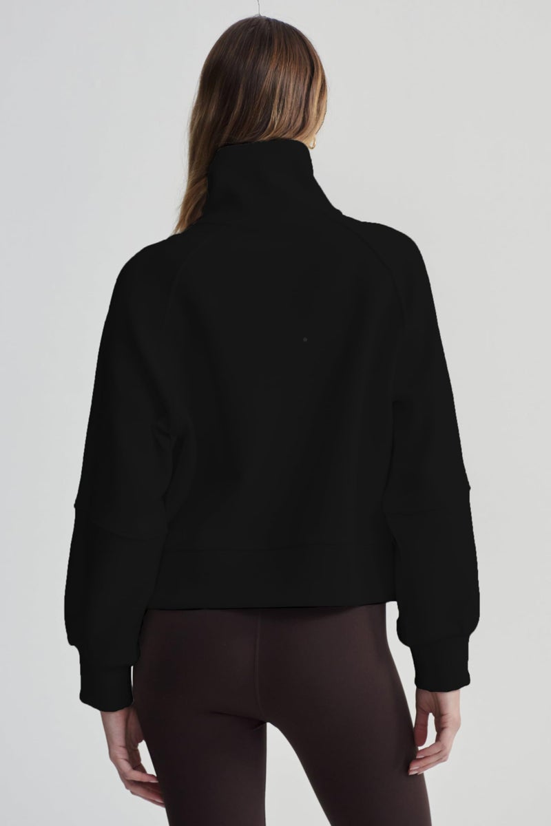 KOTTY Women's Half-Zip Sweatshirt Classic Style with Modern Comfort(Black,L) - Image 4
