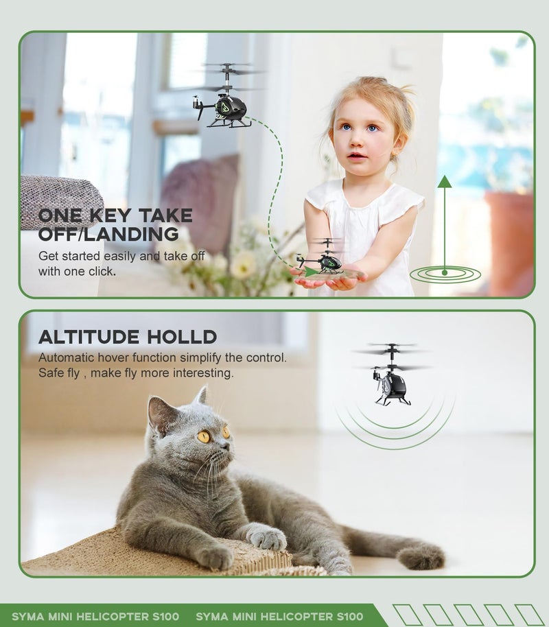 SYMA S100 Mini RC Helicopter with Gyro Stabilizer, Altitude Hold, 3.5 Channel, 5-7 Min Flight Time - Image 5