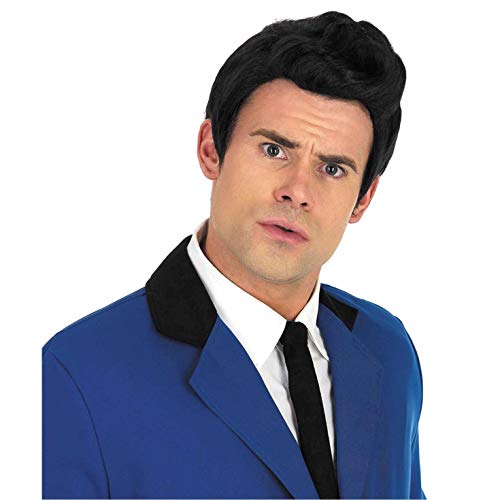 fun shack 50's Men's Black Wig with Sideburns, 1950s Costume Wig for Men, Retro Black Wig for Boys, One Size - Image 2