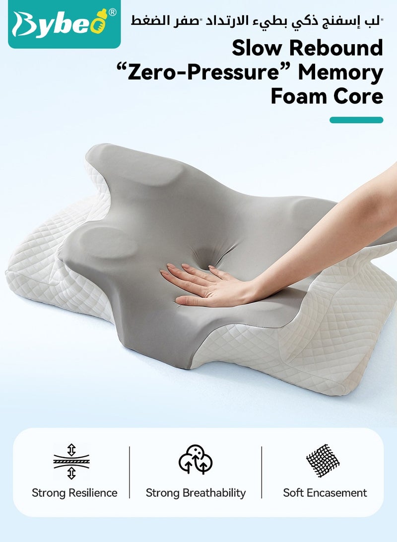 Bybeo Butterfly Cervical Pillow, Ergonomic Neck Support Pillow, Memory Foam Pillow for Neck Pain Relief and Snoring Relief, Contoured Support Pillows for Side Back Stomach Sleepers - Image 4