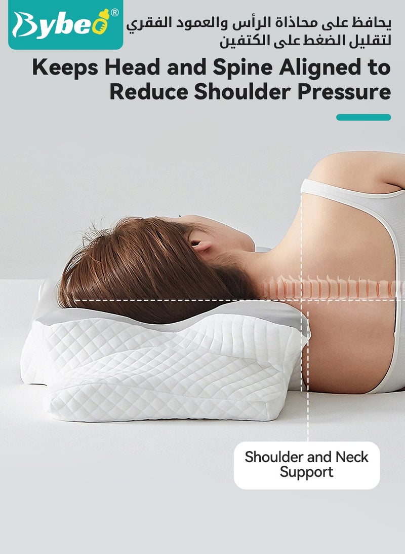 Bybeo Butterfly Cervical Pillow, Ergonomic Neck Support Pillow, Memory Foam Pillow for Neck Pain Relief and Snoring Relief, Contoured Support Pillows for Side Back Stomach Sleepers - Image 5