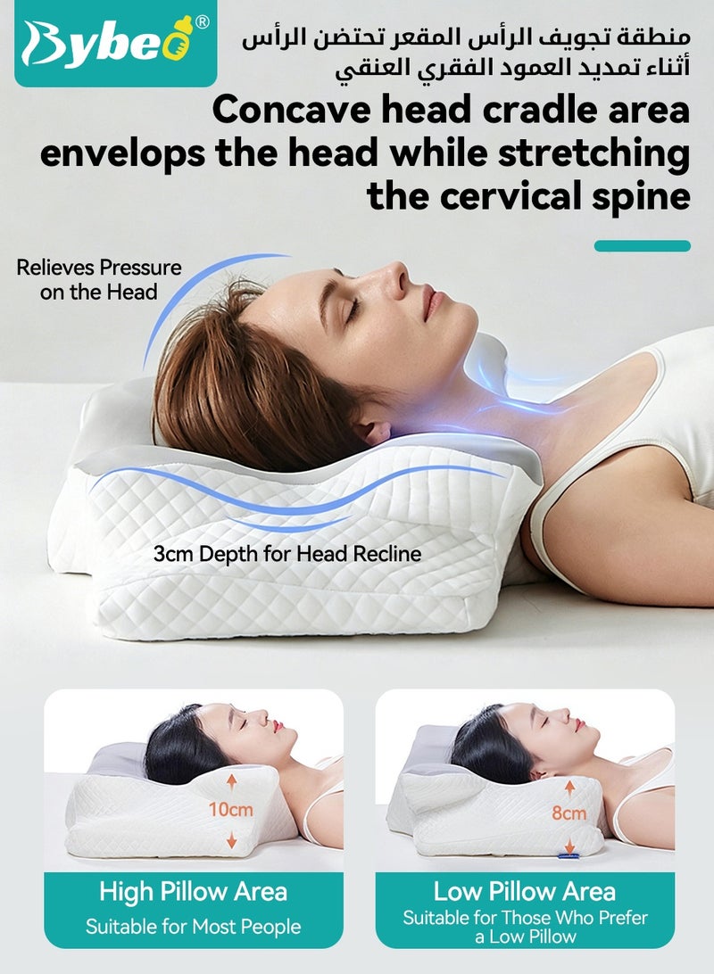 Bybeo Butterfly Cervical Pillow, Ergonomic Neck Support Pillow, Memory Foam Pillow for Neck Pain Relief and Snoring Relief, Contoured Support Pillows for Side Back Stomach Sleepers - Image 3