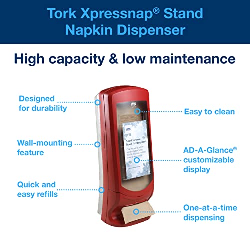 Tork Xpressnap® Stand Napkin Dispenser Red N4, Signature Range, 24.5" x 9.25" x 9.25", 6336000 - Image 2