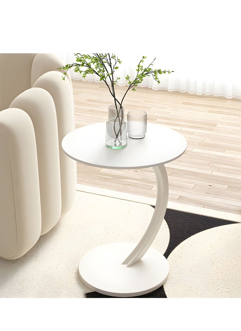 DubaiGallery End Table, Side Table, Oval Table, C-Shaped Couch Table for Living Room, Snack Table for Small Space, Living Room, Bedroom, Marble Top & Metal Frame  - Image 1