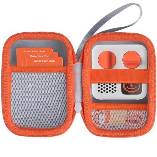 Lebakort Hard Case Compatible with Yoto Mini Kids Audio Music Player Children Speaker Plays Audiobook Cards Radio (Off White + Orange Case) - Image 1
