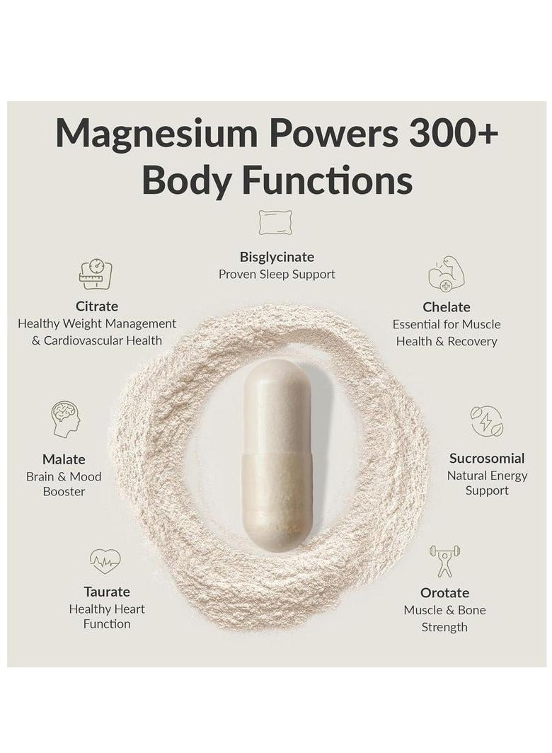 BiOptimizers Magnesium Breakthrough Supplement 4.0-7 Forms of Mg: Glycinate, Malate, Citrate, and More - Natural Support for Sleep and Cognitive Function - 60 Capsules- Calming Vitamins Complex - Image 5