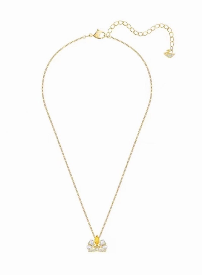Princess Yellow Crystal Golden Crown Pendant Necklace  - Image 2