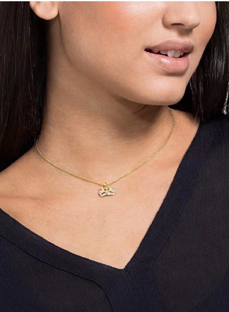 Princess Yellow Crystal Golden Crown Pendant Necklace  - Image 5
