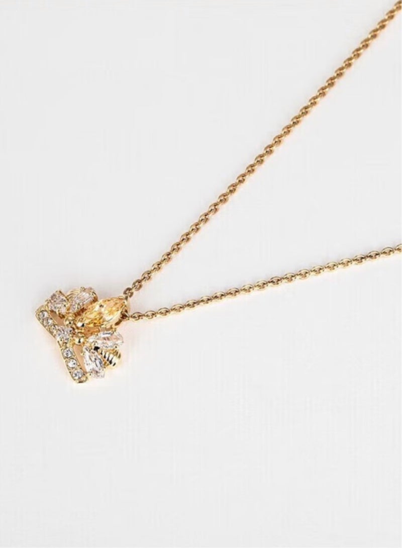 Princess Yellow Crystal Golden Crown Pendant Necklace  - Image 4