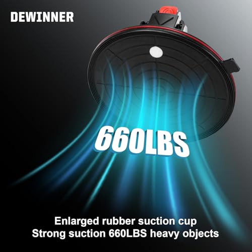 DEWINNER 2-Pack 8" Glass Suction Cups with Pressure Gauge - Heavy Duty Handheld Glass Lifter with 660 lbs Load Capacity for Tile Marble, Industrial Strength Vacuum Suction Cup Lifter - Image 2