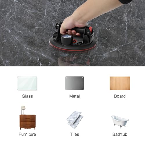 DEWINNER 2-Pack 8" Glass Suction Cups with Pressure Gauge - Heavy Duty Handheld Glass Lifter with 660 lbs Load Capacity for Tile Marble, Industrial Strength Vacuum Suction Cup Lifter - Image 5