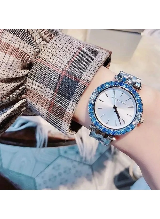 Michael Kors Women Michael Kors MK4516 Ladies Darci Watch with Blue and White Stones - Image 4