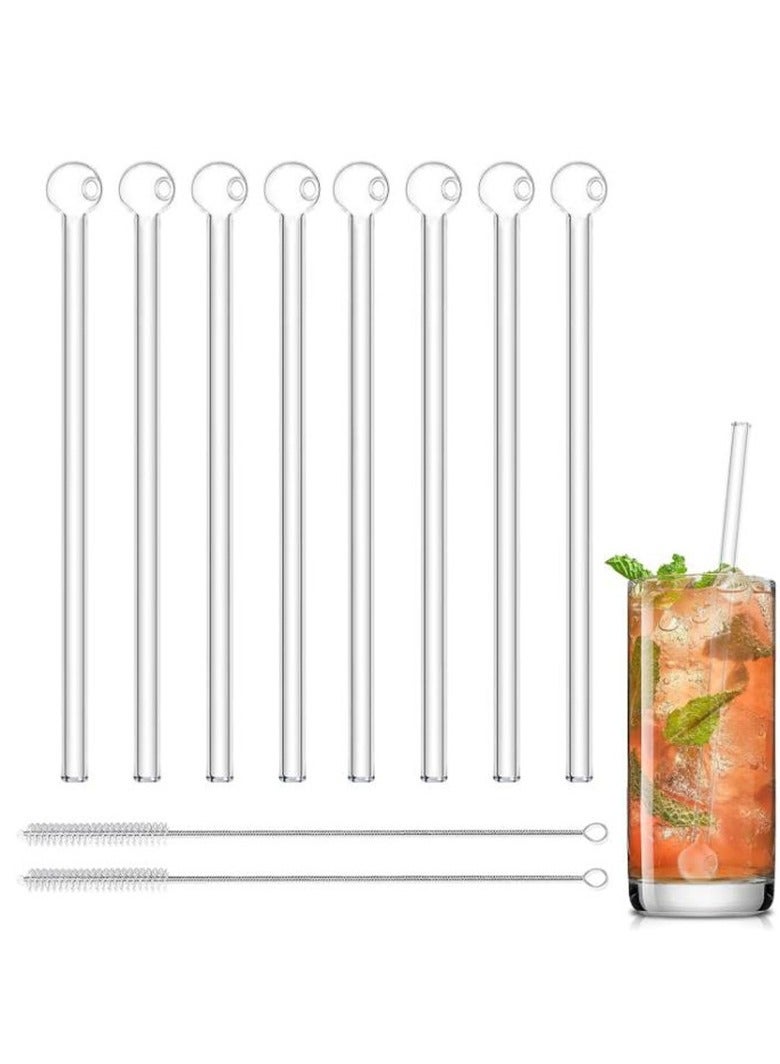 8-Pack Reusable Glass Drinking Straws with 2 Cleaning Brushes – Shatter-Resistant, Dishwasher Safe, Eco-Friendly – Ideal for Juice, Cocktails, Coffee, Family Gatherings & Parties  - Image 1