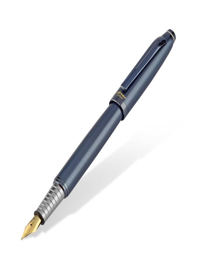 Oliver Corbet Matte Blueberry Fountain Pen – Brass Body | Iridium Tip | Premium Matte Blueberry Finish | Ink Cartridge | Gift T-Box Included - Image 2