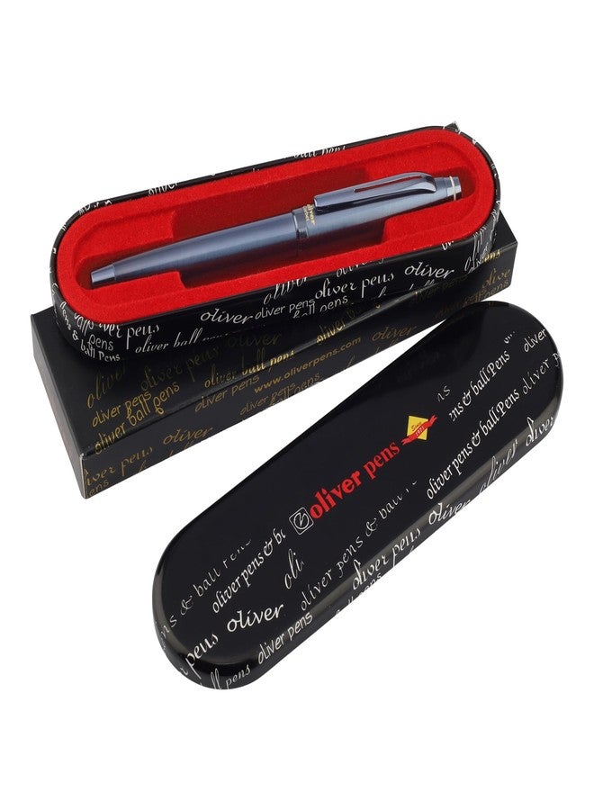 Oliver Corbet Matte Blueberry Fountain Pen – Brass Body | Iridium Tip | Premium Matte Blueberry Finish | Ink Cartridge | Gift T-Box Included - Image 1