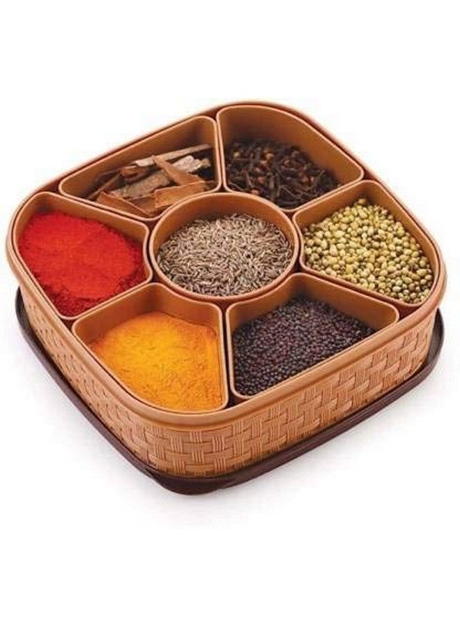 DDecora Plastic Masala Rangoli Box - 7 Sections - 700 ml, 1 Piece, Multicoloured - Image 1