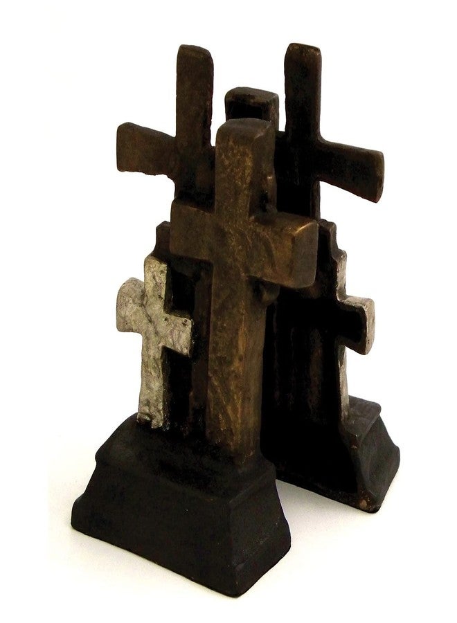 Bey-Berk Cast Metal Cross Bookends with Bronzed Finish. - Image 1