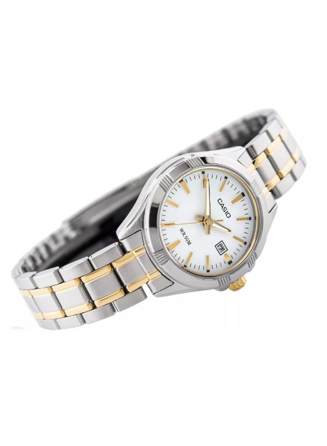 Casio LTP-1308SG-7AVDF Women’s Two-Tone Stainless Steel Analog Watch – White Dial with Gold & Silver Bracelet - Image 2
