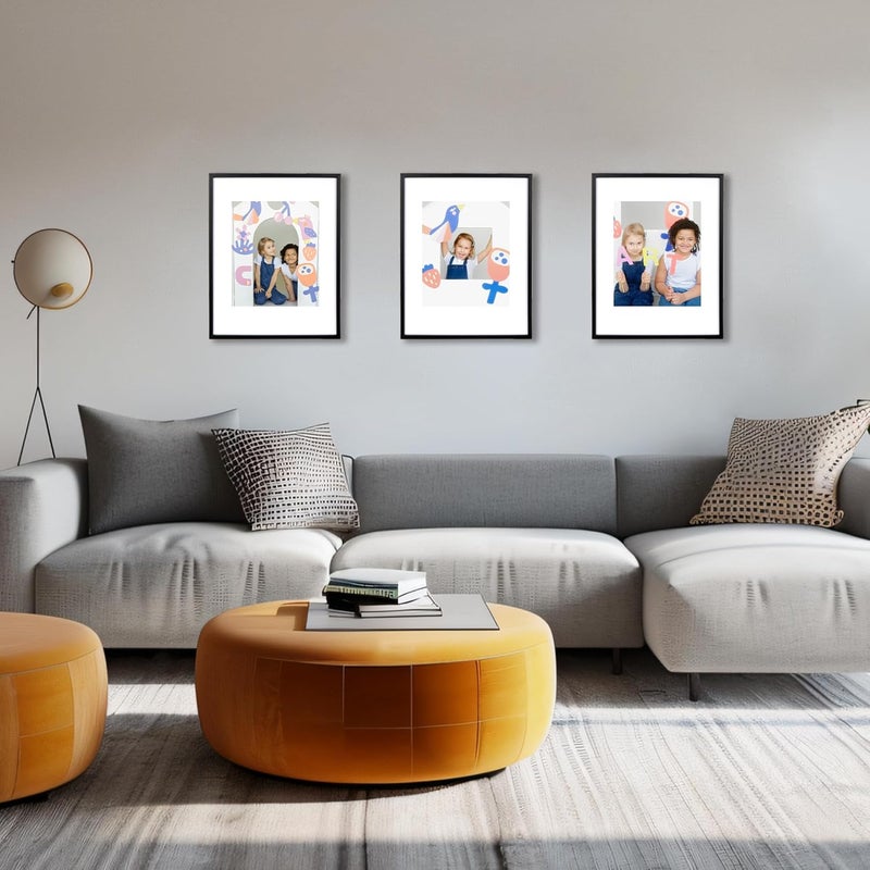 KAIWIN إطار صور KAIWIN مقاس 11x14 أسود مجموعة من 2، إطار ملصق خشبي مع حشوة بيضاء 14x11 إطارات صور للعرض والتعليق على الحائط للمنزل، المكتب، المعرض مع الصور، الملصقات، الألغاز - Image 2