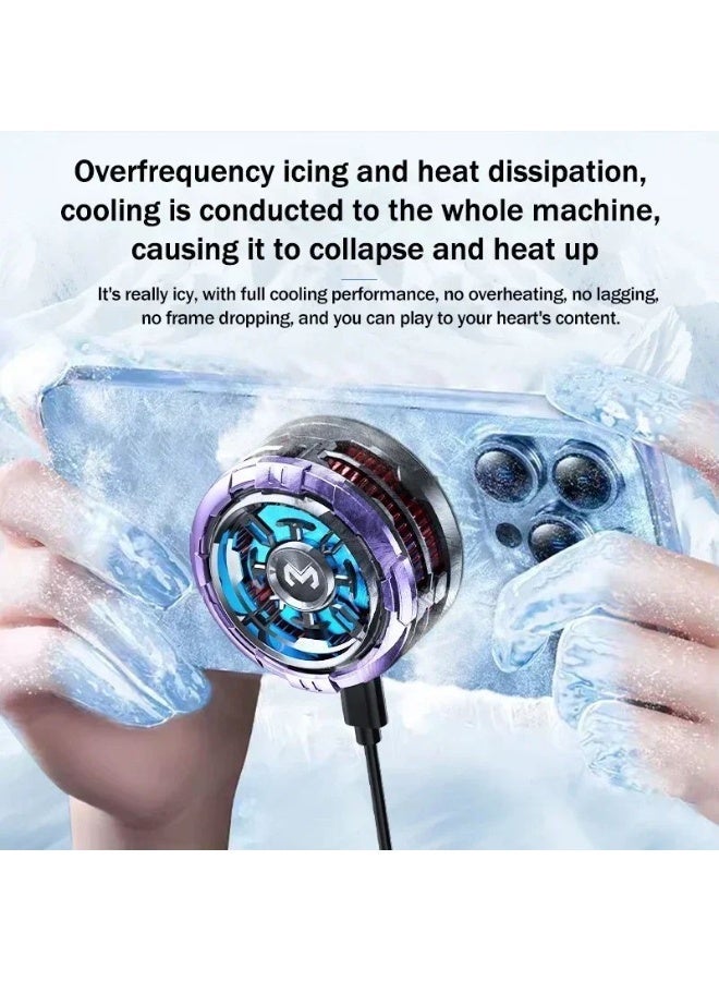 MEMO CX08 Pro Mag-Safe Cell Phone Cooling Fan Pad, Phone Cooler for Gaming Portable iPhone Cooling Case Fan with RGB Light, Ventilador Keep Phone Cool in Car or Hot Weather for iPhone/Android/Tablet/iPad Series - Image 3