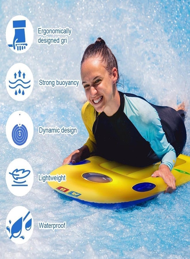 VPGS Inflatable Surf Body Board,Inflatable Surfboard Kickboard with Handles Foldable Swimming Pool Floating Pad for Both Adults Beginner and Childs Portable Boogie Boards - Image 3