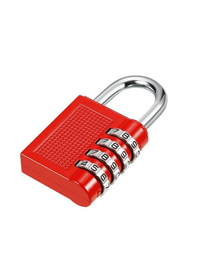 Generic 4 Digit Combination Padlock , Security Padlock, Luggage Travel Locks, Code Lock with Alloy Body for Travel Suitcases, Luggage Bags, Locker, School Gym, Bike Lock - Zinc Finish- Red  - Image 2